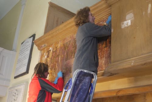 Karen and Fiona working on the north loft of the East Church, Cromarty